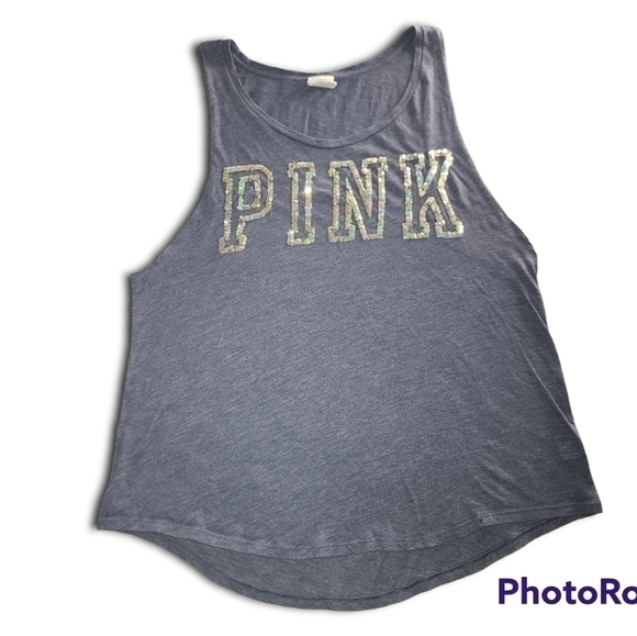Vs PINK Heathered Blue Silver Bling Tanktop - Picture 1 of 3